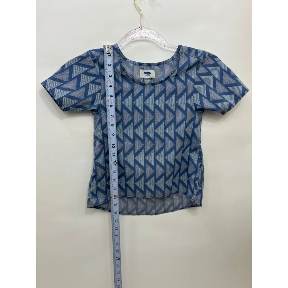 Old Navy Blue Print Blouse Youth Girls Size XS 5‎